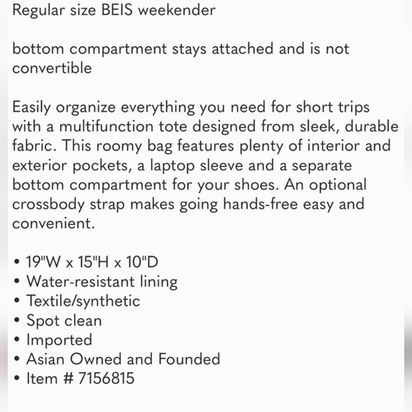 BEIS Weekender Bag in Atlas Pink NWT - Picture 9 of 9